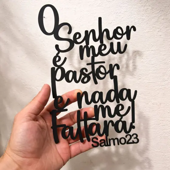 Quadro Decorativo Salmo 23 MDF com Fita Dupla Face Quarto e Sala Frase Para Decorar