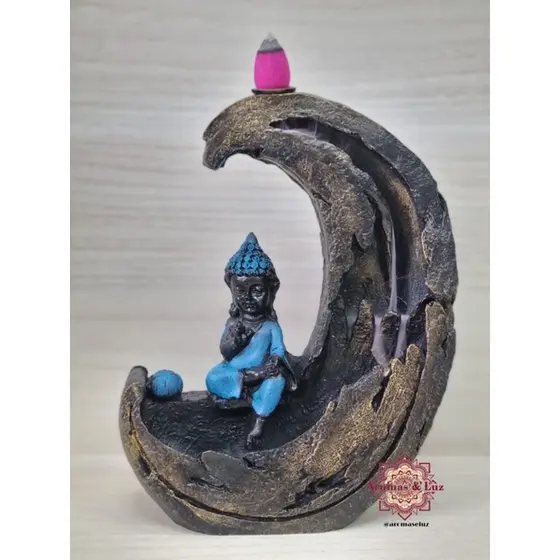 Incensário Cascata Buda na Lua 27 cm