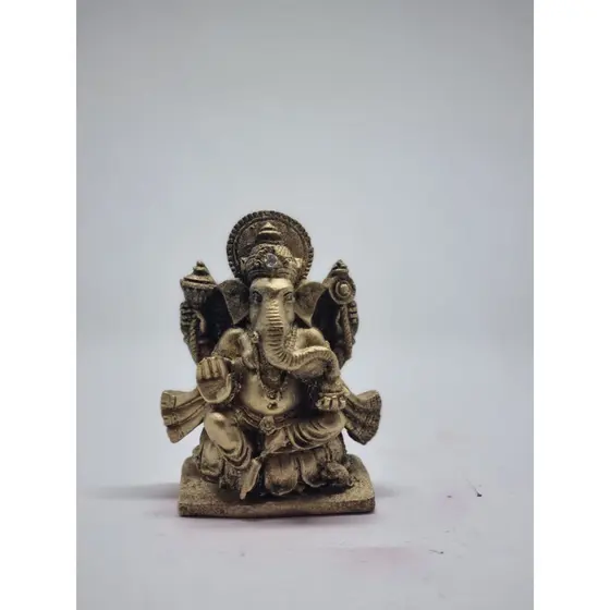 Estátua Ganesha Hindu Prosperidade 11 cm Resina