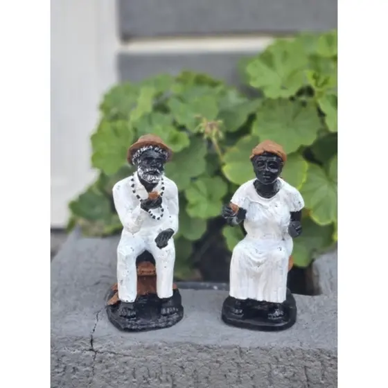 Orixá Casal de Preto e Preta Velha Decoração 15 cm Decoração Esotérica