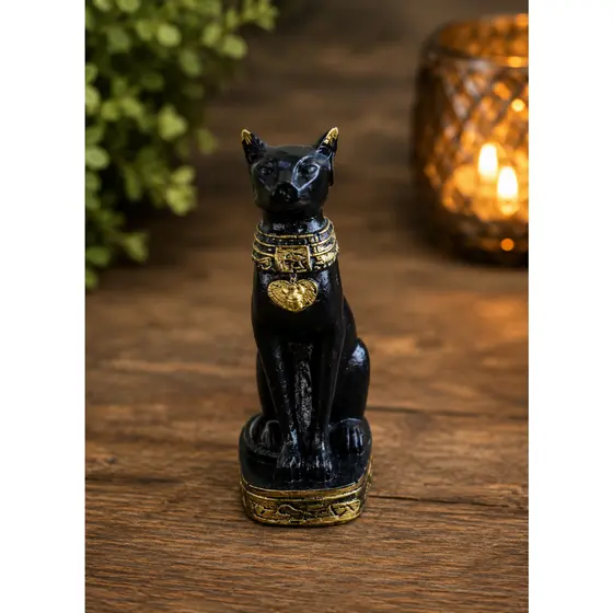 Imagem Bastet em Resina 6.5 cm Decoração Egípcia Altar Mística