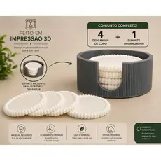 Kit 4 peças Porta COPOS Decorativo mesa de jantar escritório descanso de copo cozinha impressão 3d