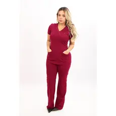 Conjunto Pijama Cirurgico Scrub Verona Bordô Toque Geladinho
