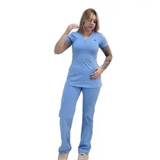 Conjunto Scrub Pijama Cirúrgico Verona Azul Fly Toque geladinho