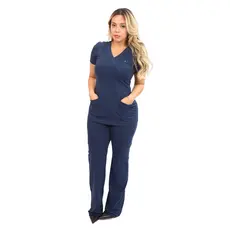 Conjunto Pijama Cirurgico Scrub Verona Azul Marinho "Toque Geladinho"