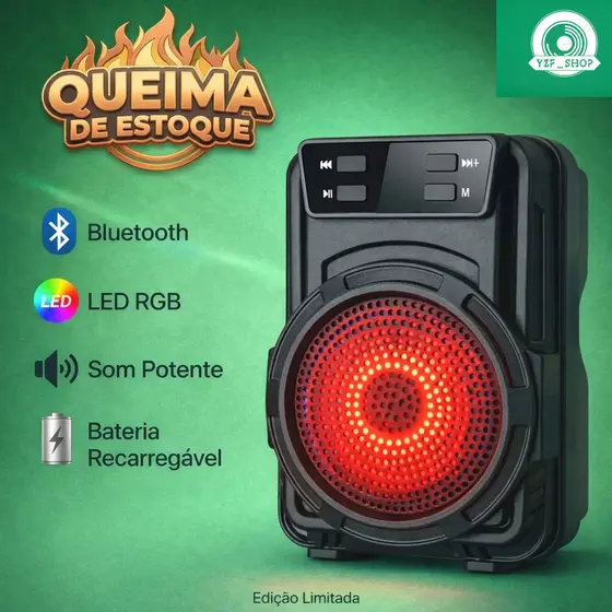 Caixinha De Som Com LED RGB Gts-1360 Usb Cartão SD Rádio FM