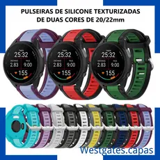 Pulseira de silicone Texturizadas 2 Cores Comaptivel Para Garmin Forerunner 165 Active2 GTR47mm GTS2mini GTR3/PRO 20/22