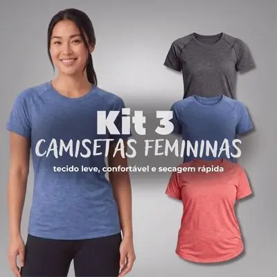 Kit 3 Blusas Femininas Academia Esportivas Confortavel do P ao GG