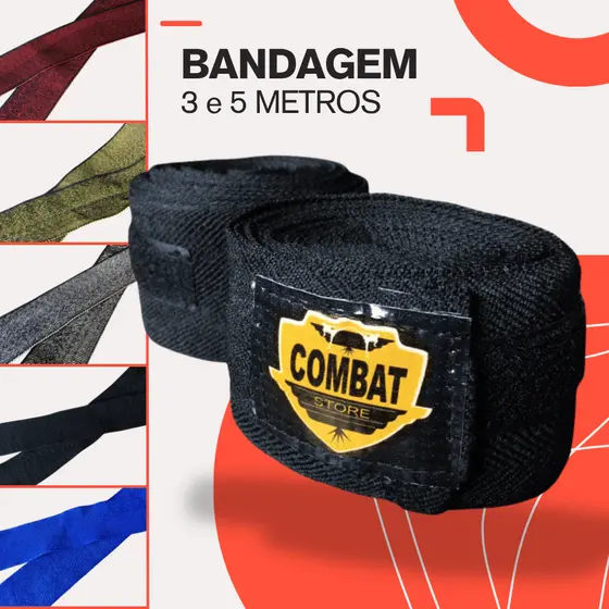 Bandagem Elástico 5 Metros - Luta Boxe MMA Muay Thai