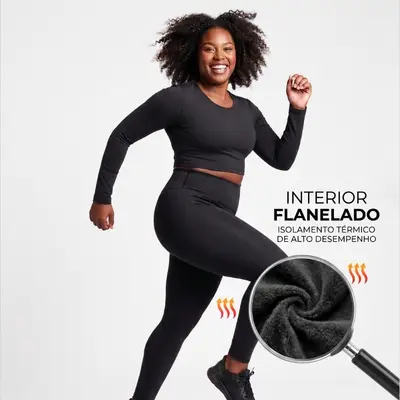 Calça Termica Feminina Plus Size Legging Flanelada Peluciada Inverno