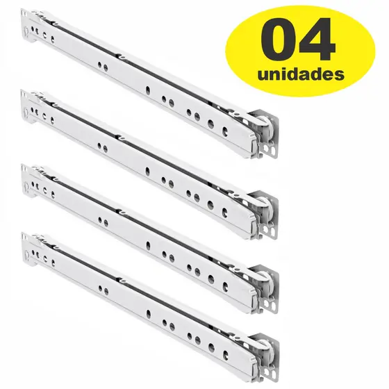 4 Pares Corrediça Para Gaveta 35cm Branca Comum 350mm c/parafusos