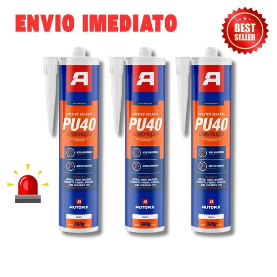 Kit 3 Silicones Selante Cola Pu 40 Flex Branco 380g