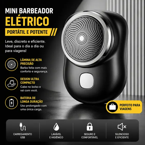 Mini Barbeador EléTrico PortáTil À Prova D'áGua De Dupla Finalidade Tipo C De Carga Aparador Barba
