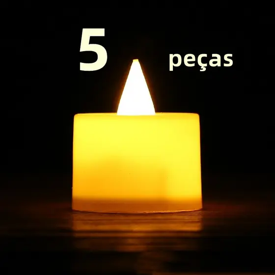 Kits 5 Vela Chama Viva Decoração Led Luz Transparente amarelo  para Festa Halloween Decoração iluminação