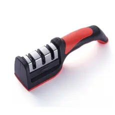 1 Afiador Amolador De Facas Em Aço Inox Com 3 Borda Profissional Base Emborrachado Promoção