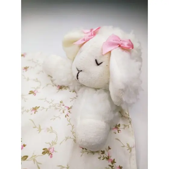 Naninha Para Bebê Com Porta Chupeta Ovelhinha Ovelha Floral Rosa