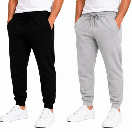 Kit 2 Calças de Moletom Masculina Peluciada Inverno Quente Confortável com Bolso e Cordão Ajustável
