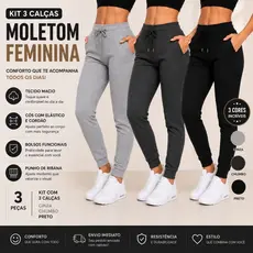 Kit 3 e 2  Calças de Moletom Masculina Peluciada Inverno Quente Confortável com Bolso e Cordão Ajustável