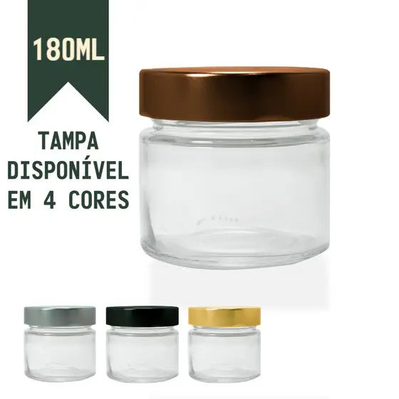 Pote la pianezza 180ml kit com 10 unidades com tampas de metal variada. Pote de vidro com tampa. Pote para vela, pote para tempero, pote para geleia