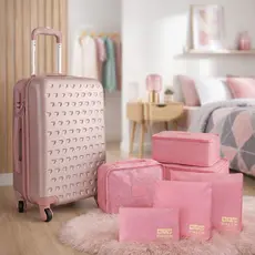 Kit Mala de bordo + Organizador de mala com melhor Custo-Beneficio para Viagem e passeio - Rosa