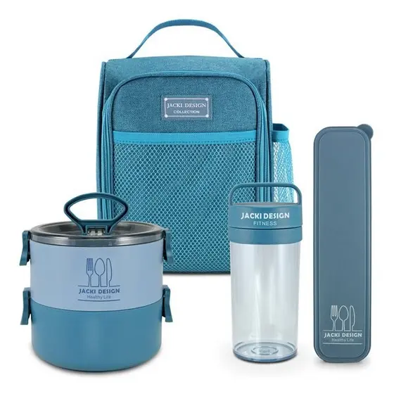 Conjunto Bolsa Térmica Pote Marmita Porta Talheres  e Garrafa 430ml - Jacki Design