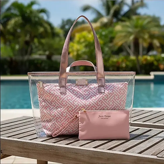 Bolsa Transparente com 3 Peças Diamantes