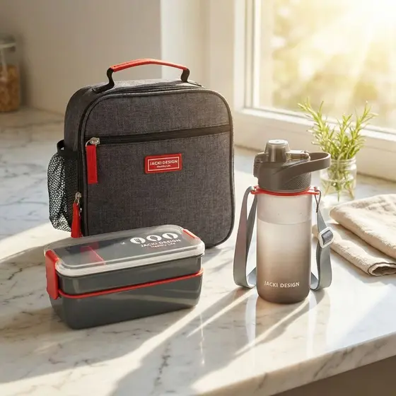 Kit Bolsa Térmica Jacki Design com Marmita 750ml e Garrafa 550ml para Almoço e Academia