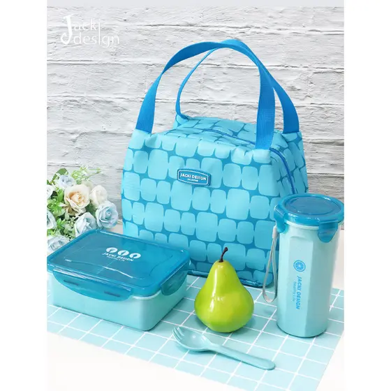 Kit Fitness |Bolsa termica + Garrafa + Marmita Lunch Box + Talher BPA FREE 30% trigo | Jacki Design