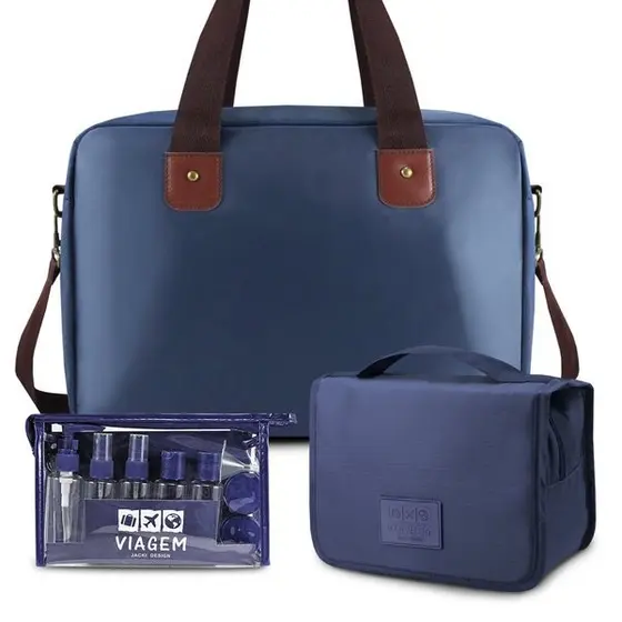 Kit Bolsa de Viagem + Necessaire + Frascos de Viagem 10 pcs  - Jacki Design