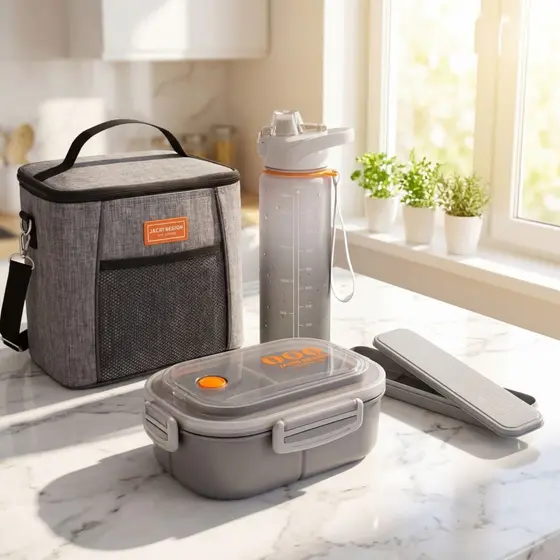 Kit Fitness - BPA Free - melhor custo benefício | Garrafa + Marmita + Bolsa termica + Porta Talher