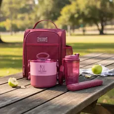 Kit JOY 4 Peças – Bolsa Térmica, Marmita 1600ml, Copo 500ml e Porta Talheres