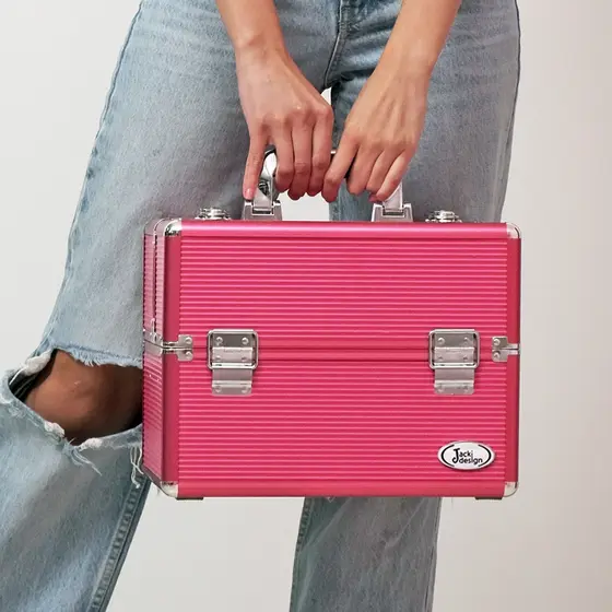 Maleta Profissional de Maquiagem Pink Tamanho Grande Jacki Design | Brinde Incluso