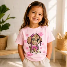 Camiseta Infantil Skye Patrulha Canina Menina | Manga Curta 100% Algodão | Fantasia Infantil Feminina