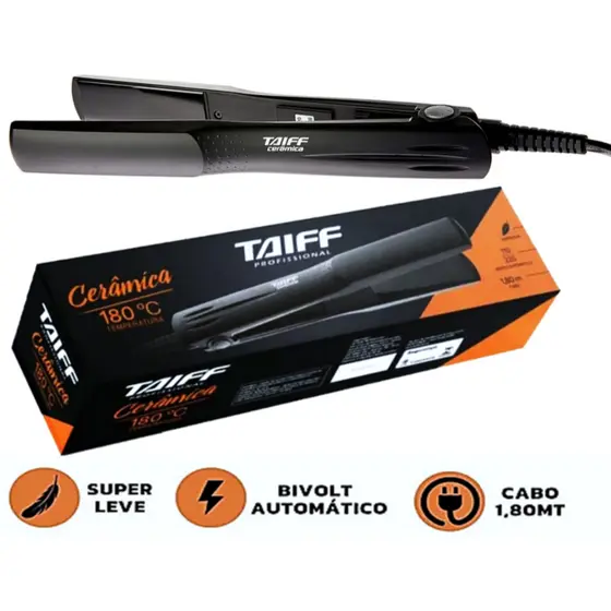 Prancha de Cabelo Taiff Clássica Cerâmica Preta 110V/220V Bivolt Original