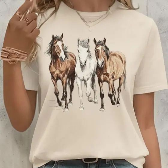 Camiseta Blusa T-shirt Feminina Estampa Country Boiadeira CowGirl Cavalo Rodeio Muladeira Estilosa