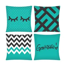 Kit Com 04 Capas Para Almofadas Decorativas