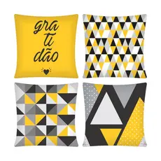 Kit Com 04 Capas Para Almofadas Decorativas