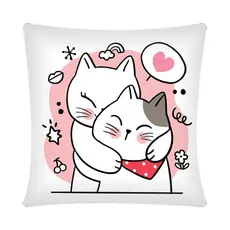 Capa para Almofada Decorativa Gatinhos Romântico 43cm x 43cm