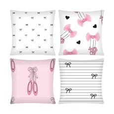 Kit com 4 Capas Decorativas Bailarina para Almofadas 43cm x 43cm- Estampa Linda para Sala,Quarto e Escritorio