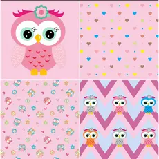 kit capas de almofadas  coruja rosa  43x43 cm