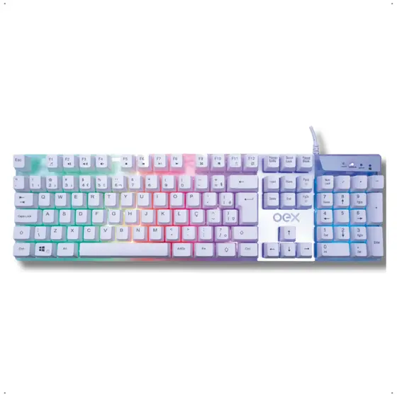 Teclado Gamer Prismatic Oex Game TC205 Membrana LED Silencioso Layout Qwerty