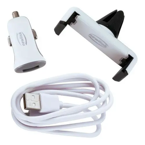 Kit Carregador Veicular Cabo Lightning e Suporte Newlink Ka100