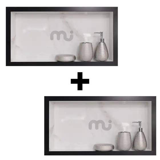 2x Nichos Banheiro Carrara Borda Preta Porcelanato Único Que Não Acumula Água Premium