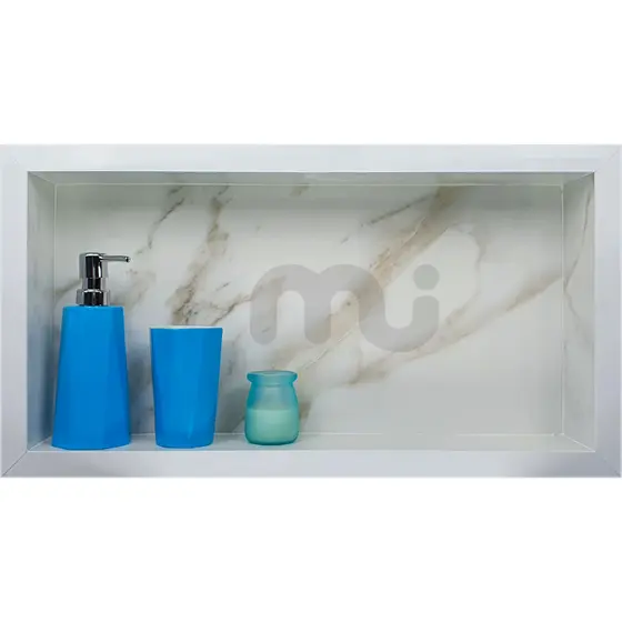 Nicho De Porcelanato Carrara Borda Branca O Único Que Não Empoça Água, Acessório Para Banheiro, Cozinha Ou Churrasqueira Premium