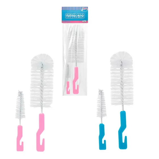Kit Escova Limpa Mamadeira 2 Em 1  Escova Limpeza bico Garrafa  Copo Taça Lava Mamadeira