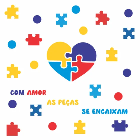 Papel de Parede Adesivo Decoração Inclusão Social Neurodiversidade - RECORTE - AUTISMO QUEBRA CABEÇA 01