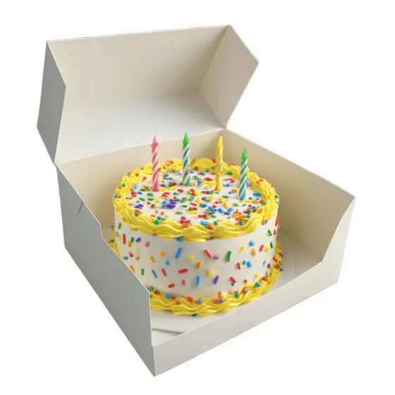 Caixa para bolo com tampa acoplada - 25x25x20cm; Embalagem para transporte de Bolo; Confeitaria - CX0017