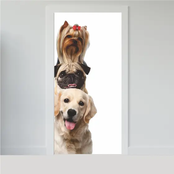 Adesivo para Portas de Madeira ou Vidro Papel de Parede Decoração Cachorro Pet Petshop Veterinario - CACHORRO AN0.003