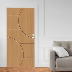 Papel Parede Adesivo para Portas de Madeira ou Vidro Decoração Revestimento - Madeira Frisada Círculos 100X