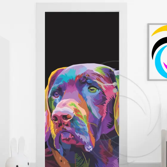 Cachorro 05426  - Papel Parede Adesivo para Portas de Madeira ou Vidro Decoração Revestimento